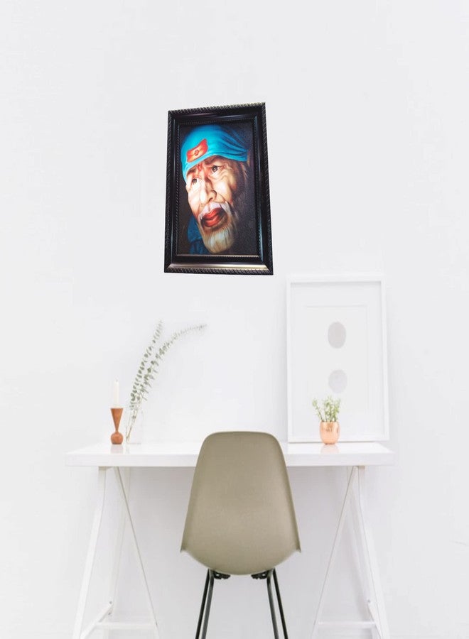 OM SAI إطار صور خشبي للتعليق على الحائط من OM SAI Shirdi Sai Baba بلمسة نهائية غير لامعة لديكور المنزل (8 × 10 بوصة) متعدد الألوان - Image 2
